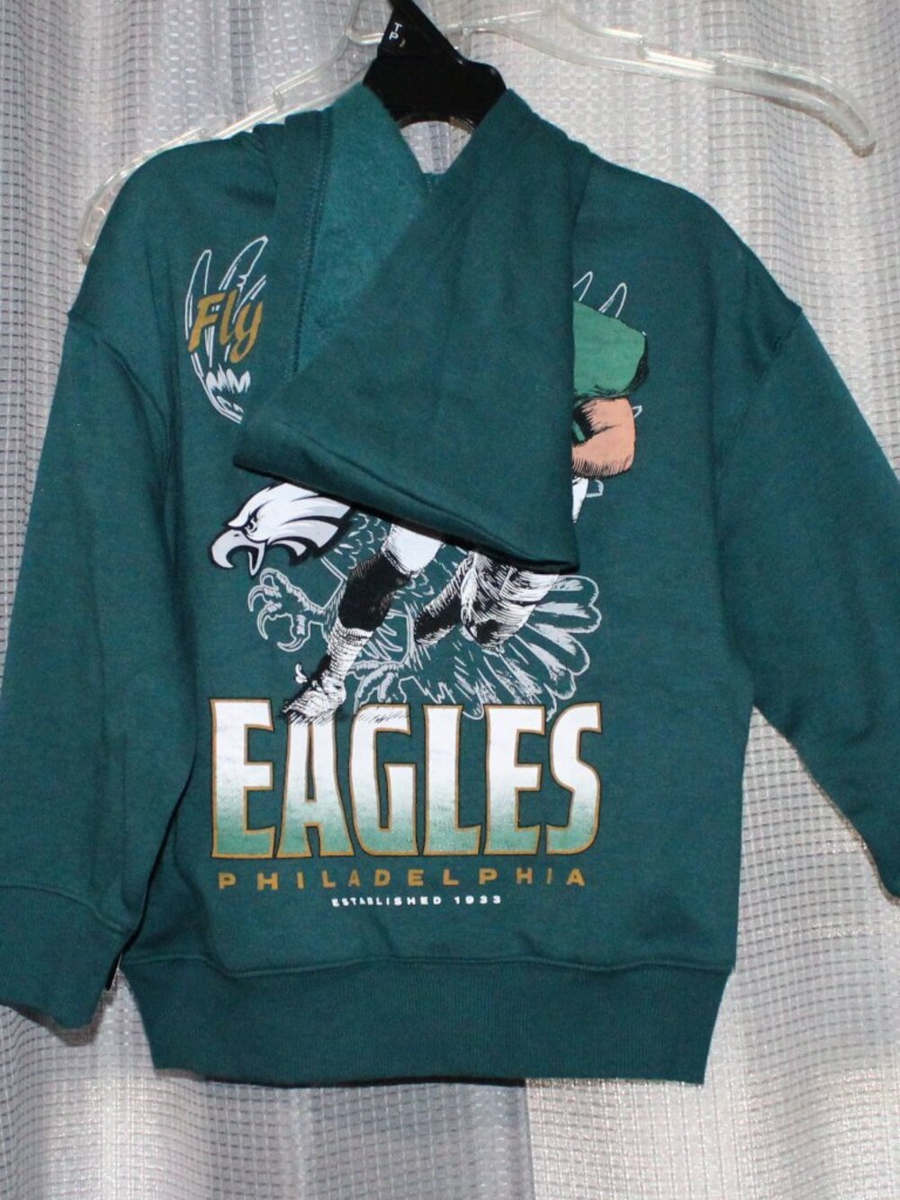 NWT NFL Team Boys Philadelphia Eagles Pullover Hoodie Teal Green Size XS (5) - Picture 3 of 7